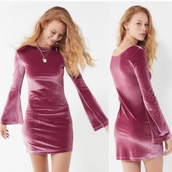 urban outfitters pink velvet dress
